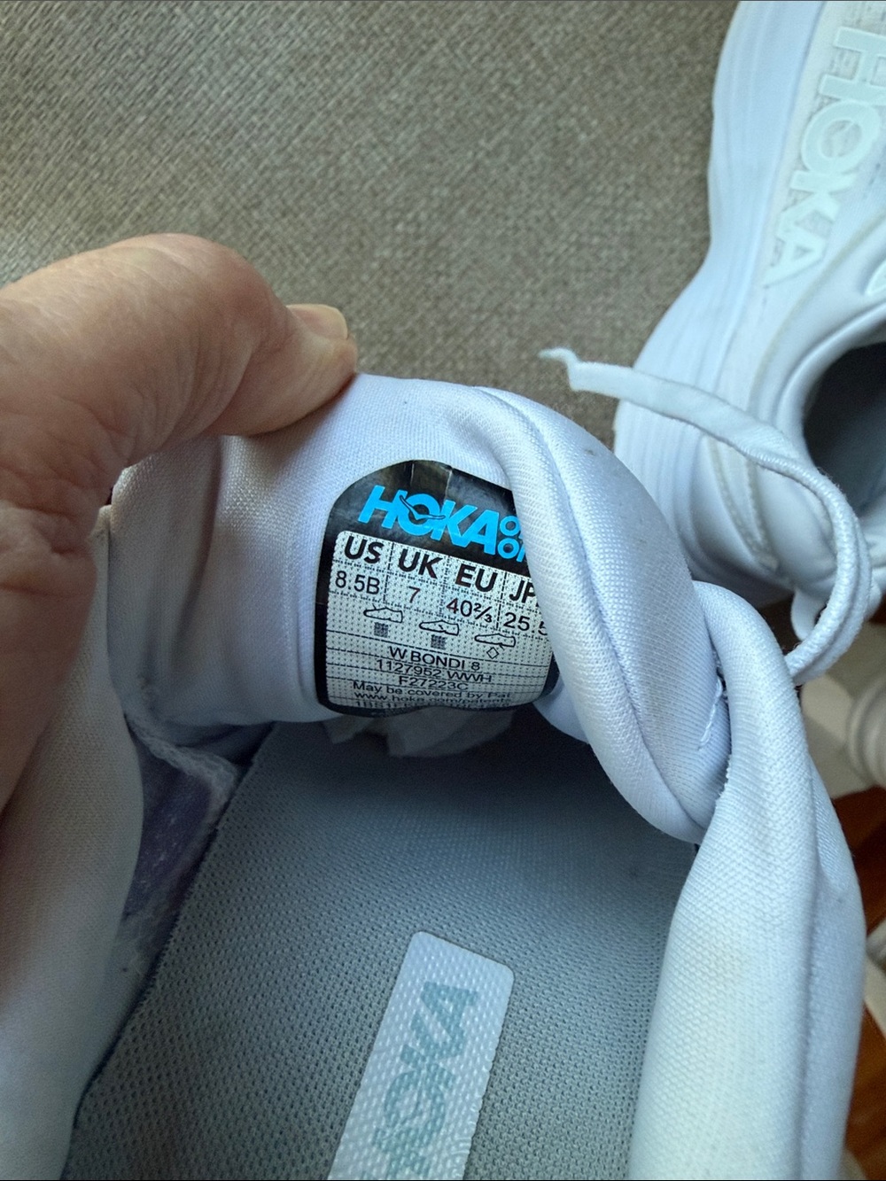 Hoka Bondi 8 White Cushioned Running Sneakers - Picture 7 of 13